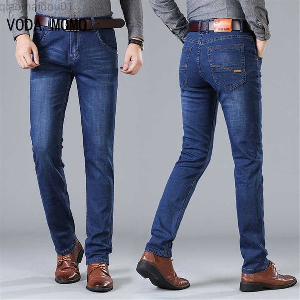 

men's jeans 2022 brand clothing biker jeans men streetwear long slim denim pant skinny mid waist slight elastic cotton trousers male l2, Blue
