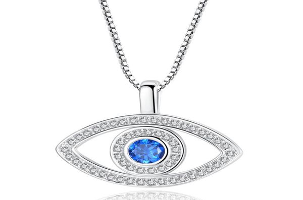 

18k rosewhite gold plated blue cz crystals full paved evil eye chain pendant necklace fashion womens jewelry for party wedding7972988, Silver
