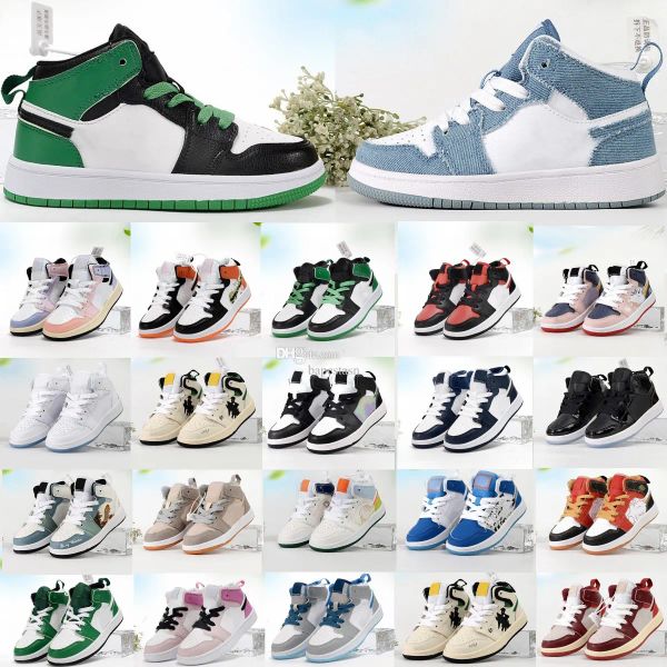 

1s 1 kids shoes toddlers youth sneakers boys jumpman high basketball shoe kid university blue chicago patent bred black white green toe trai