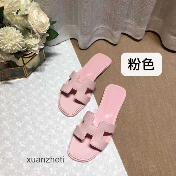 

summer h slipper slippers bear sandal oran women's shoes 2023 designer higsetting beacleather leisure fashion wear rhinestone flat bott