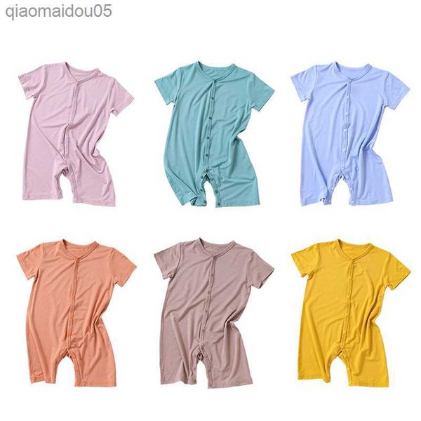 

modal soft baby romper summer baby boy girl clothes solid baby jumpsuit newborn onesie short-sleeved baby clothing l230712, Blue