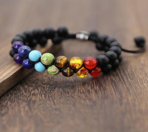 

natural stone beads buddahism style bracelet 6mm lava tiger eye energy braid wrap for men and women beaded strands3525083, Black
