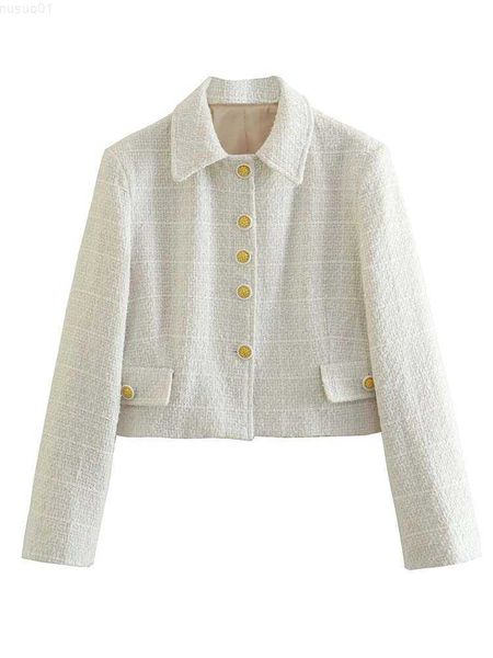 

women's suits blazers traf women blazer coat 2023 new fashion gold button texture short blazers spring jacket female new in outerwear l, White;black