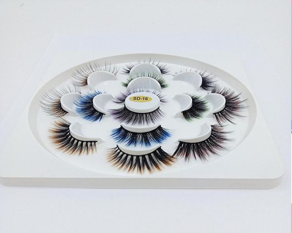 

colorful 7pairs faux 3d mink lashes natural long false eyelashes volume handmade fake lashes makeup extension eye lashes makeup9118090