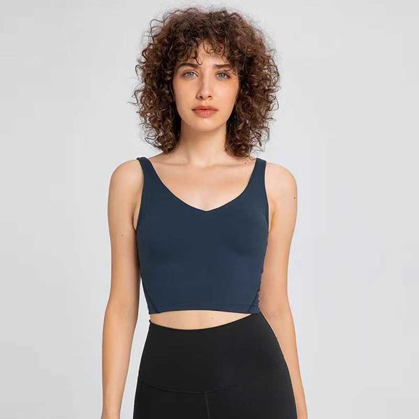 

yoga lulu women detachable chest pad sports bra fitness underwear gym push up workout sleeveless tight running crop bralette lemon summer