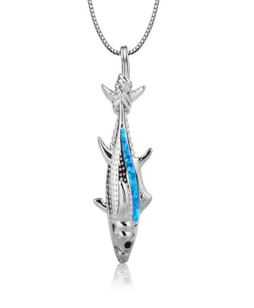 

pendant necklaces blue fire opal tuna fish necklace pendants fashion jewelry for women drop4257830, Silver