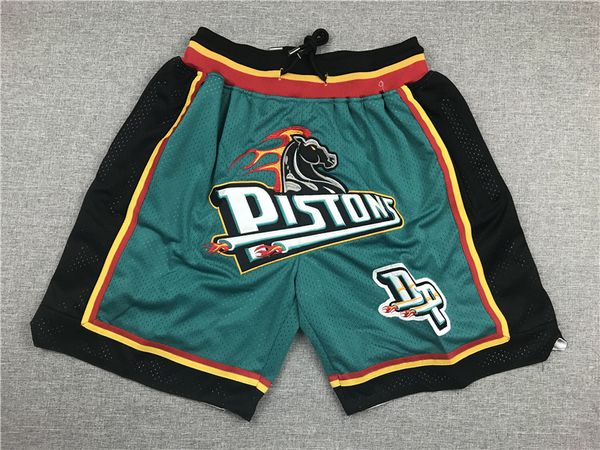 

piston basketball short detroits hip pop running pant with pocket zipper stitched blue size s-xxl, Black