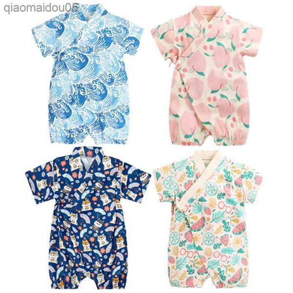 

summer baby clothes kids kimono japanese style romper girls jumpsuit retro bathrobe uniform bebes pajamas formal clothes l230712, Blue
