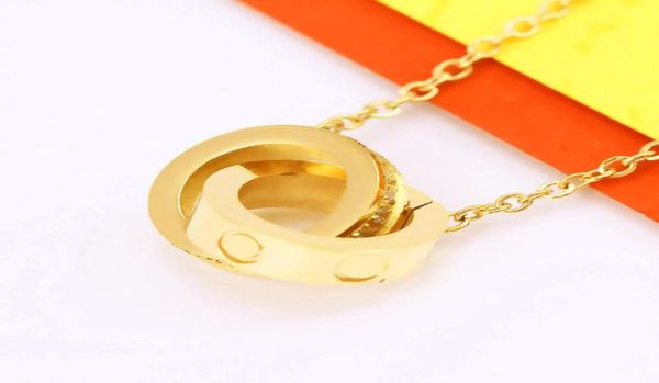 

ring pendant necklace women stainless steel couple circle jewelry on the neck fashion valentine day gifts whole9969989, Silver