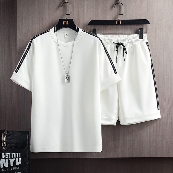 

men s tracksuits 2023 casual summer set harajuku tshirt and shorts fashion two pieces round neck short sleeve male sports 230724, Gray