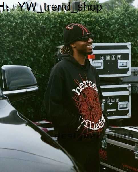 

51 new colors spider hoodies sp5der young thug 555555 angel pullover pink red hoodie hoodye pants men quality sp5ders graphic printing web s, Black