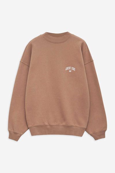 

anine ab bing sweatshirt classic letter embroidery pure cotton round neck women's khaki sweater sportswear, Black