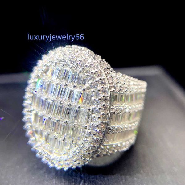 

band rings pass diamond tester hip hop silver with baguette vvs moissanite men ring iced out