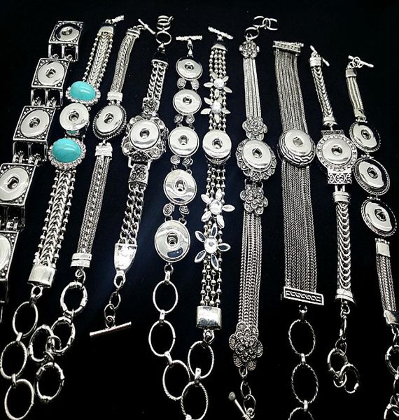 

whole mix lots fashion 18mm ginger snaps women039s chunk charms button antique silver retro vintage chain cuff ethnic and t9549142, Black