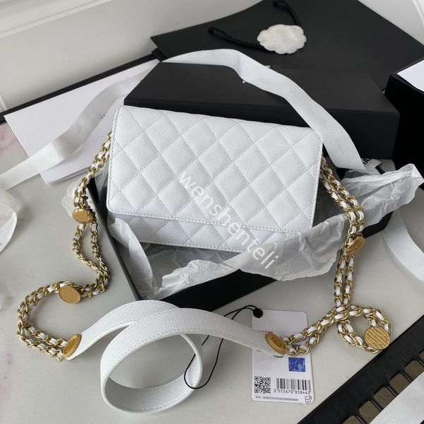 

10a woc caviar cowhide crossbody bag gold coin chain flip shoulder bags designer vintage lychee pattern handbag leather envelope wallet mini