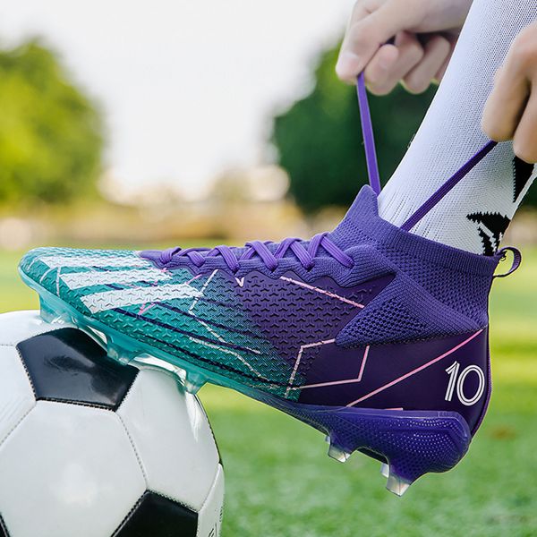 

safety shoes soccer cleats fgtf men's football boots high ankle youth spikes professional training futsal 230724, Black;brown