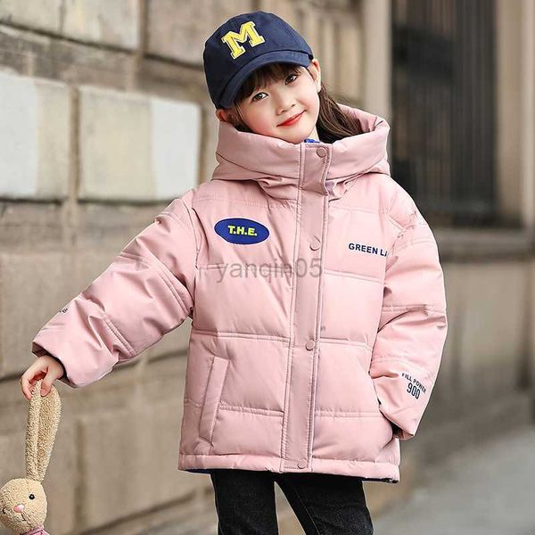 

down coat girls winter down cotton jacket solid color hooded short boys down jacket streetwear warm hooded short down cotton jacket hkd23072, Blue;gray