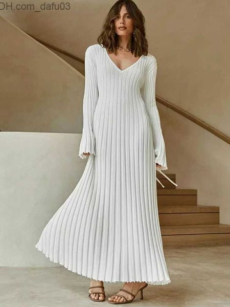 

basic casual dresses casual dresses knitted women long v neck female solid elegant full sleeve aline autumn winter ladies ribbed maxi robe 2, Black;gray