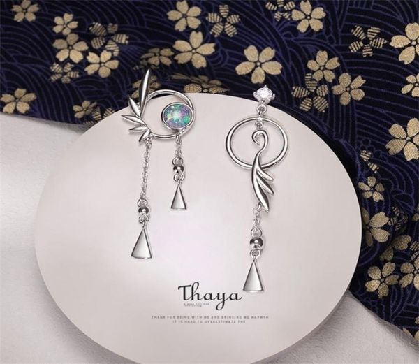 

thaya 925 sterling silver flamingo earrings stud for women dangle japanese style earring fine jewelry gifts 2202122762705, Golden;silver
