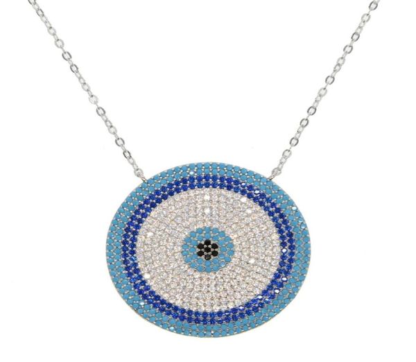 

big round charm silver charm micro pave shiny zirconia lucky blue eye necklace elegant cute women girl exquisite gifts jewelry3488750