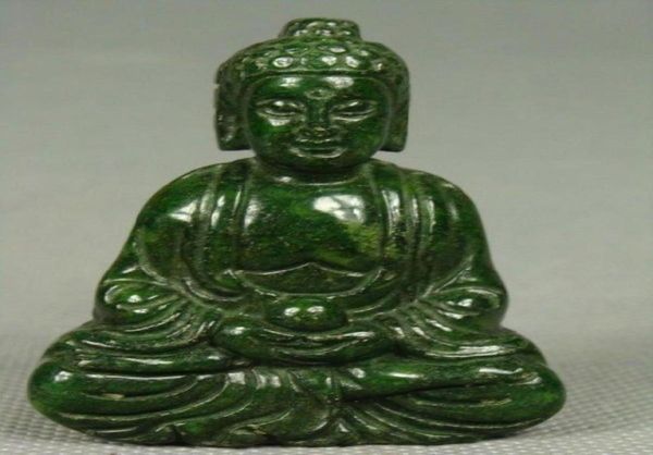 

whole chinese old handwork green jade carving buddha pendant netsuke91211045213611, Silver