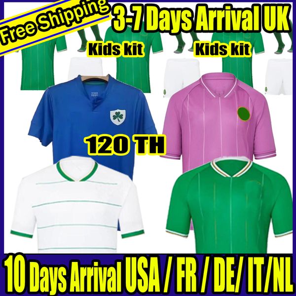 

s-4xl 120th ireland home away soccer jerseys kit doherty duffy 23 24 national team egan brady keane hendrick mcclean football shirt men kids, Black;yellow