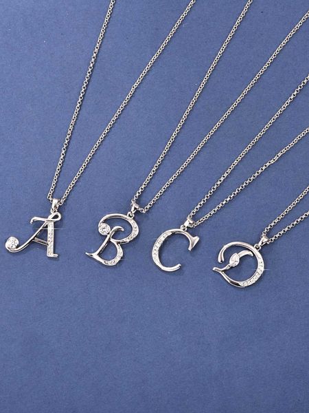 

women's accessories 1pc letter charm necklace copper jewelry, Silver
