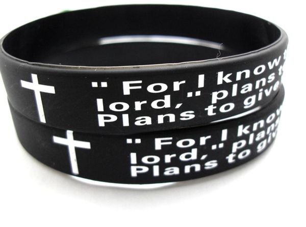 

bulk lots 100pcs english jeremiah 2911 lords prayer men fashion cross silicone bracelets wristbands whole religious jesus jewe1567144, Golden;silver