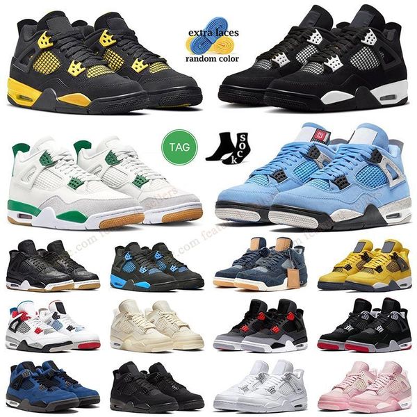 

designer jumpman 4s basketball shoes 4 mens womens pine green university blue new black cat white denim pink seafoam yellow thunder sneakers