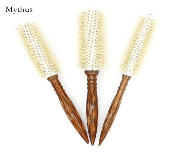 

white bamboo fibre nylon hair brushwooden handle barbers hairstyling round brushs m l 3 size do different hair style2527193, Silver