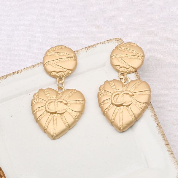 

sweet 18k gold plated luxury brand designers double letters stud clip chain geometric famous women 925 silver crystal rhinestone earring wed, Golden;silver
