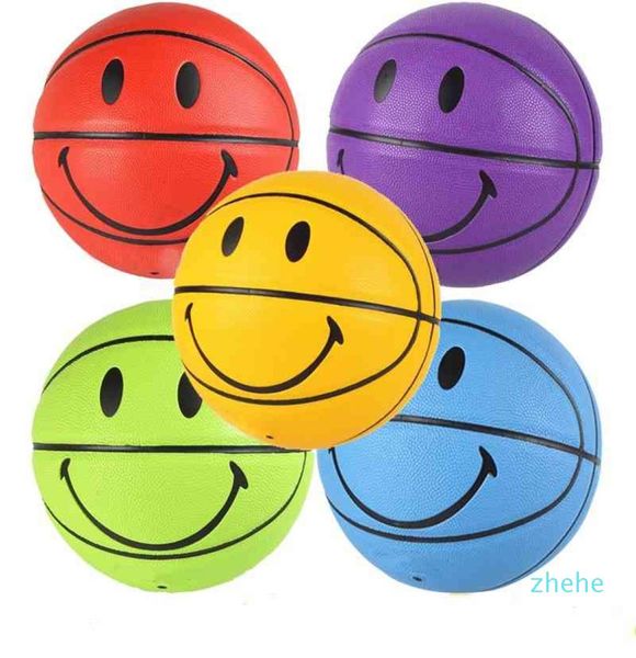 

smiling face street basket ball size 5/7 professional match training basketball multicolor gift for boys3053455