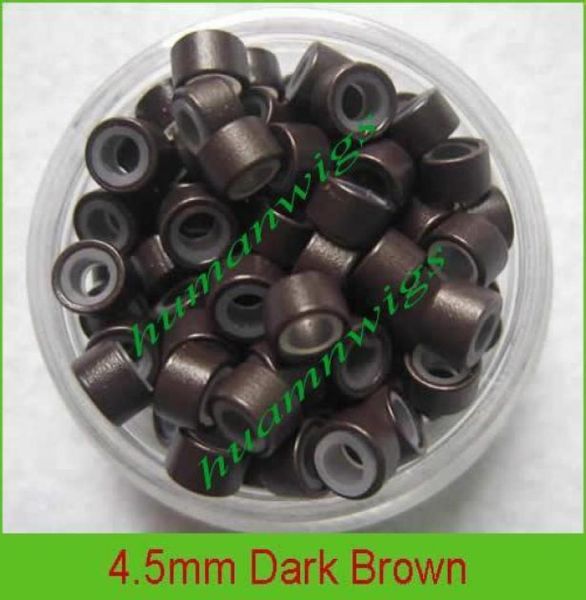 

45mm silicone micro ring links for feather hair extensionscolordark brown10000pcsmix color9122741, Black