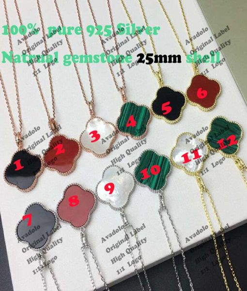 

25mm solid silver designer pendants fashion classic 4four leaf clover necklaces motherofpearl for womengirl valentine039s m8097615