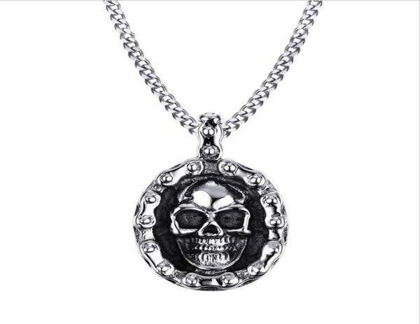 

mens bike necklaces stainless steel vintage skull motorbike chain pendant necklace for men boy punk style jewelry pn7067867464, Silver