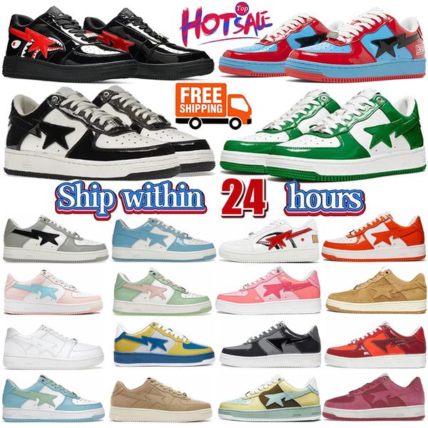 

2023 sta casual shoes sk8 low men women color block shark black white pastel green blue suede mens womens trainers outdoor sports sneakers w