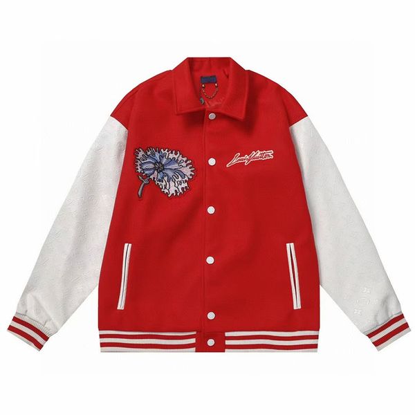 

565 mens jackets baseball varsity jacket letter stitching rabbit embroidery autumn and winter men loose causal outwear coats fleece coat tow, Black;brown