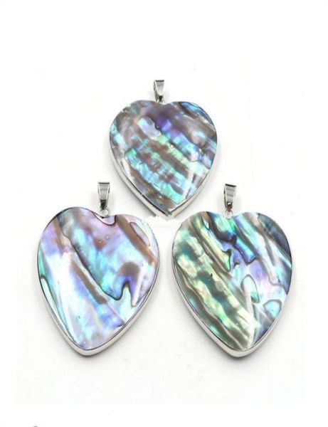 

hopearl jewelry simple heart pendant charm for necklace making abalone paua sea shell cabochon inlaid 6 pieces70650503450883, Bronze;silver