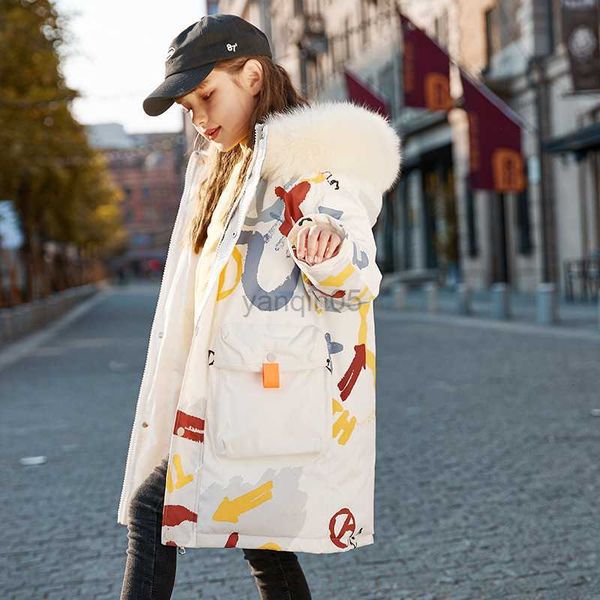 

down coat teen winter down and parka children's white duck down jackets medium long girls boy 2023 new foreign style thickened outerwea, Blue;gray