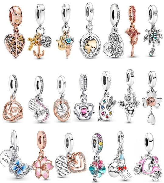 

new fashion 925 silver luxury pandents fit necklace bracelets beads mom hearts earth tree gold charms with box for women gift6893465, Black