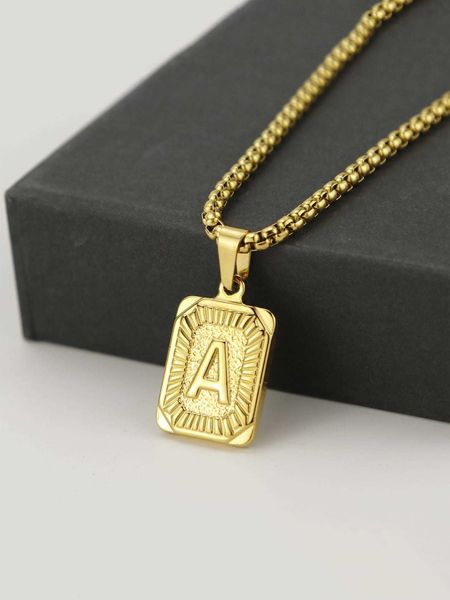 

women's accessories men letter detail geometric charm necklace, Silver