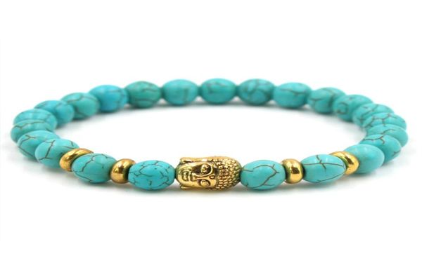 

new bracelets yoga buddha bracelets turquoise natural stone energy lava rock bracelet healing bangles for gift1234786, Golden;silver