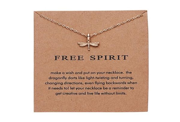

new paper card alloy simple jewelry dragonfly animal pendant necklace for female lady mother039s mens fashion jewelry accessori1828181, Silver