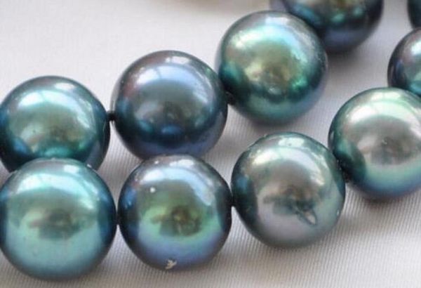 

new 910mm black peacock round cultured freshwater pearl necklace 18 ww9125255, Silver