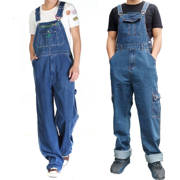 

men's jeans denim overalls jumpsuit large size strap straight pants blue plus work clothes more sizes 3048 50 230724