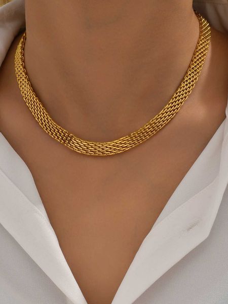 

women's accessories minimalist chain necklace, Golden;silver