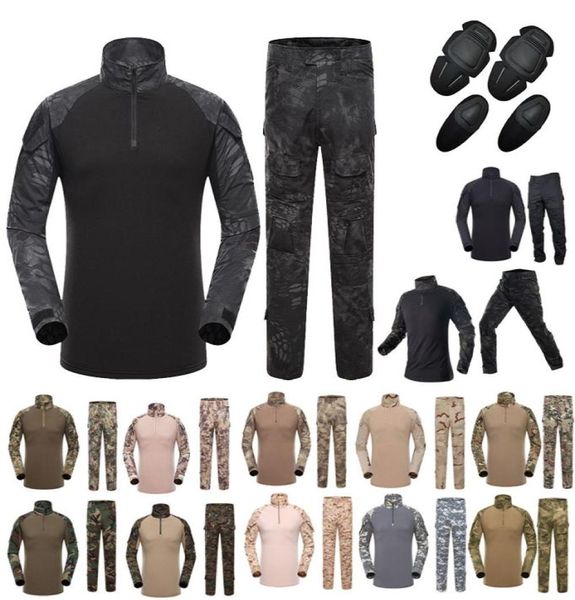 

outdoor battle dress uniform tactical bdu set army combat clothing camouflage us uniform with kneepad elbow pads no050082696431, Black;green