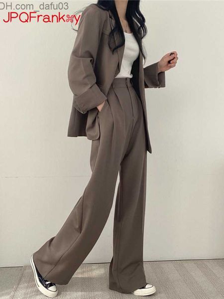

women's tracksuits autumn/winter 2023 new solid color jacket pants office women's set women's commuter set jacket set z230726, Gray