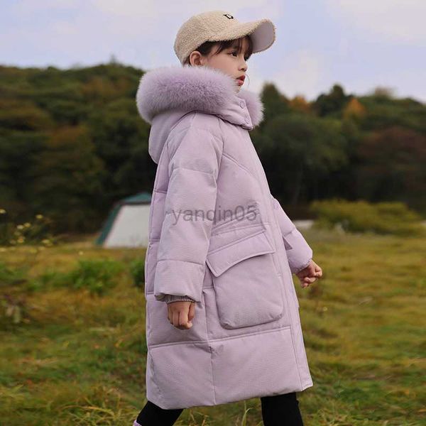 

down coat 2023 girls winter coat hooded duck down jackets for girl 5-12 yrs kids teenage thicken snowsuits parka outerwear girls clothing hk, Blue;gray