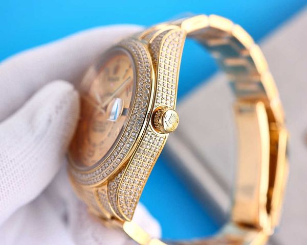 

luxury oyster perpetual watch for men olex 41mm u4i4 jasonoo7 ladies brand full diamond uhr dial iced out montre sapphire with box, Slivery;brown